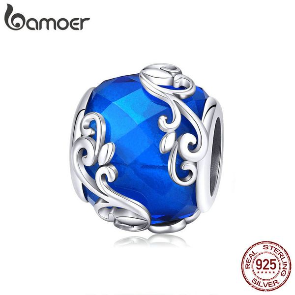 

bamoer 925 silver beads charm jewelry blue round design vine pattern fit original brand bracelet sterling silver jewelry bsc231 q0531, Black