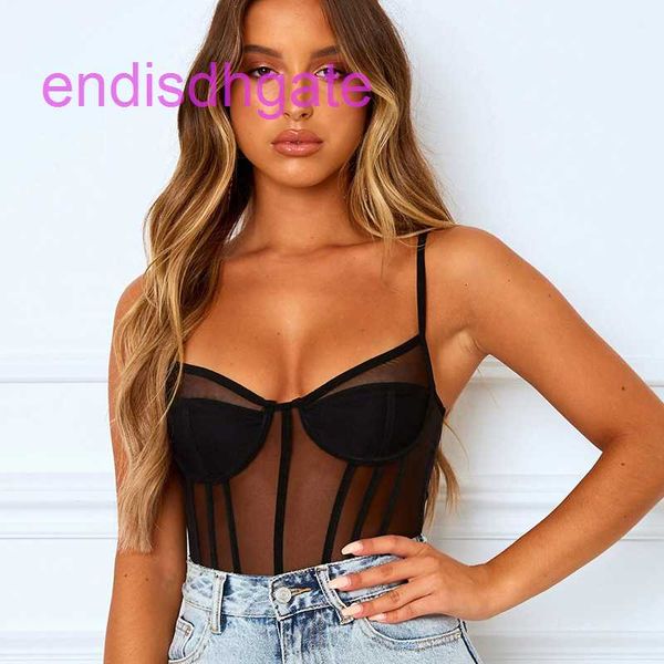 

factorybttosuspender wind 2020ins summer new women's wear low chest perspective screen nightclub jumpsuit, Black;brown