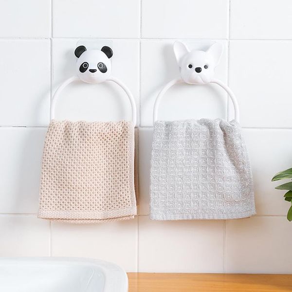 

towel racks 1pc abs cartoon animals rack wall-mounted bathroom toilet child hanging holder hanger home kitchen ring
