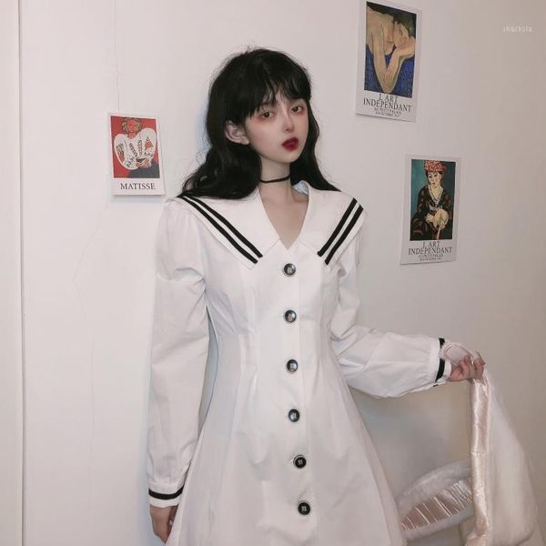 

casual dresses japan preppy style long sleeve sweet mini-dress fashion brand women clothing spring fall sailor collar black vestido, Black;gray