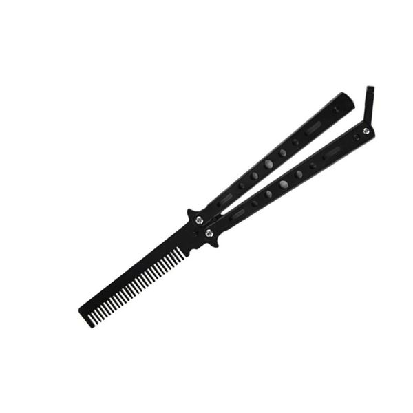 

hair brushes professional salon stainless steel folding practice training comb trainer for beginner (black), Silver