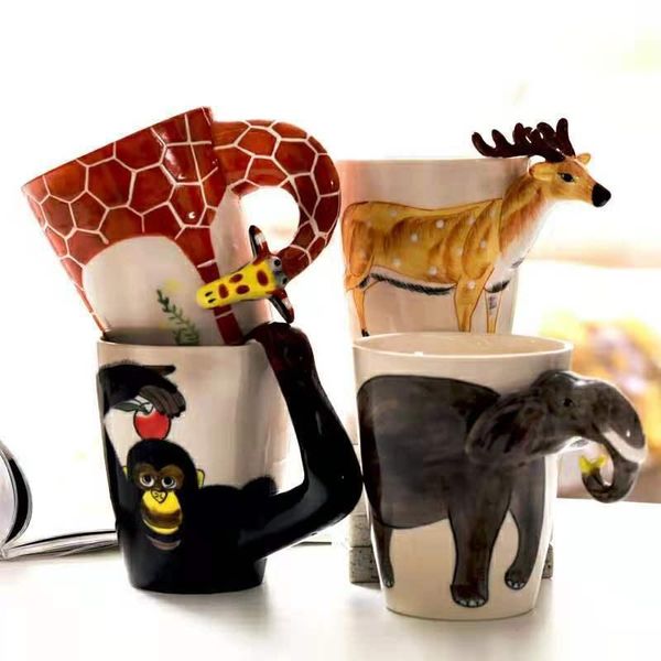

mugs 3d three dimensional animal cup mug hand painted ceramic cute creative personality milk coffee
