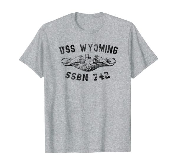 

uss wyoming ssbn 742 submarine badge vintage t-shirt, White;black