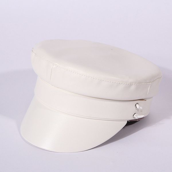

2021 new faux leather fashion femme visor winter cool flat women captain cap travel cadet hat ydwn, Blue;gray