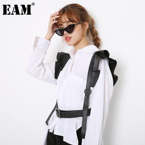 

belts [eam] pu leather black ruffles split joint belt personality women fashion tide all-match spring autumn 2021 1s54401, Black;brown