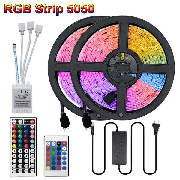 

5m 10m 15m led strip rgb strip led light flexible ribbon stripe dc 12v rgb diode tape ir controller decorative lamp