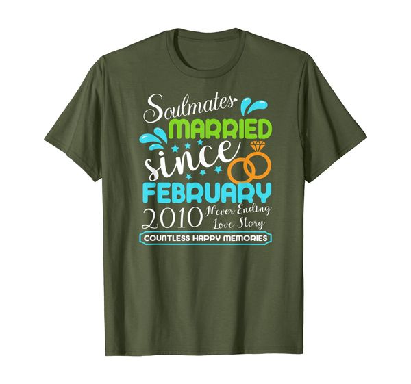 

married since february 2010, 10th wedding anniversary t-shirt, White;black