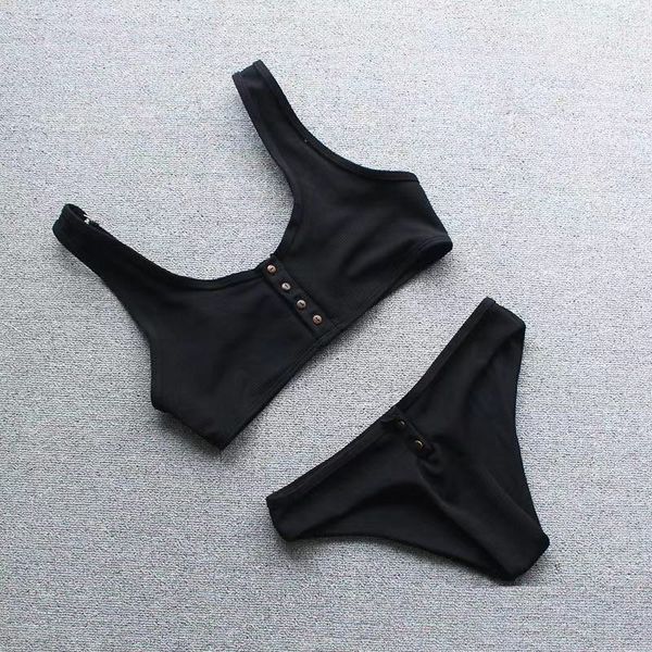 

2021 new swimsuit female fashion gather button type women's split bikini designer triangle pants manufacturer wholesale#2021wudg