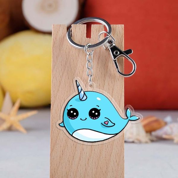 

narwhal doll acrylic double transparent keychain pendant