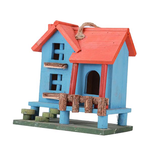 

tree bark roof bird house for wild bird nesting box for wren and chickadee species