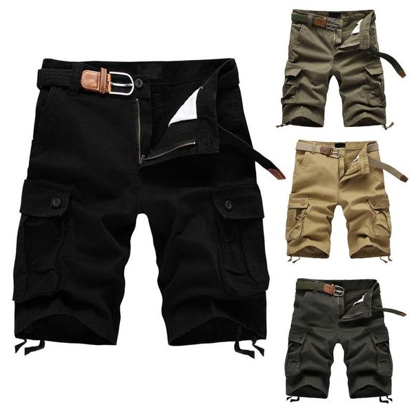 

men's shorts cargo men bermuda male summer military style straight work pocket lace up short trousers casual vintage plus size, White;black