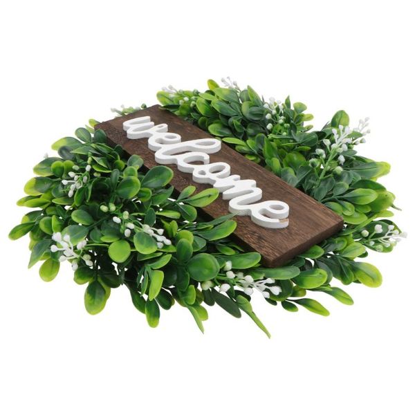

1pc welcome sign hanging wreath festival garland wall dangling decoration(green