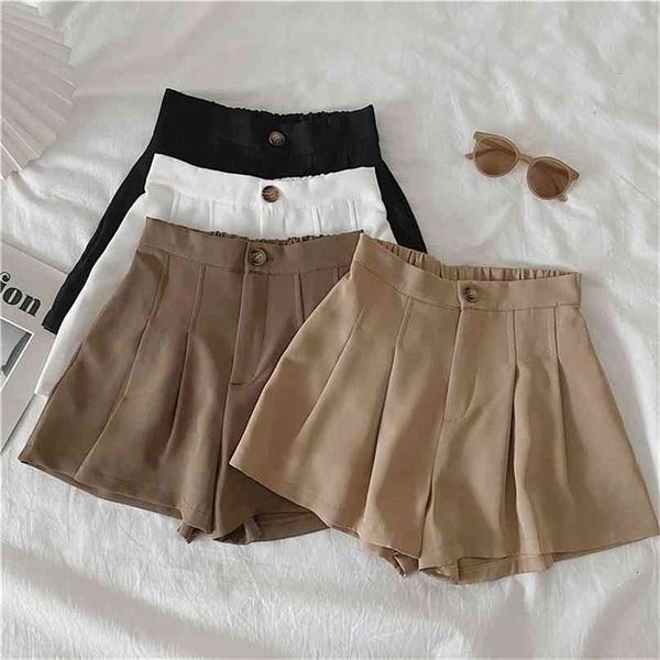 Frühling Sommer Herbst Frauen Mode Lässig Niedlich Sexy Shorts Oberbekleidung Weibliche OL Schwarz Weiß Khaki Braun 210714