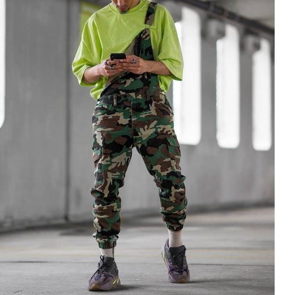 

men's pants size plus trousers bib american european casual cross-border and overalls men jeans camouflage, Black