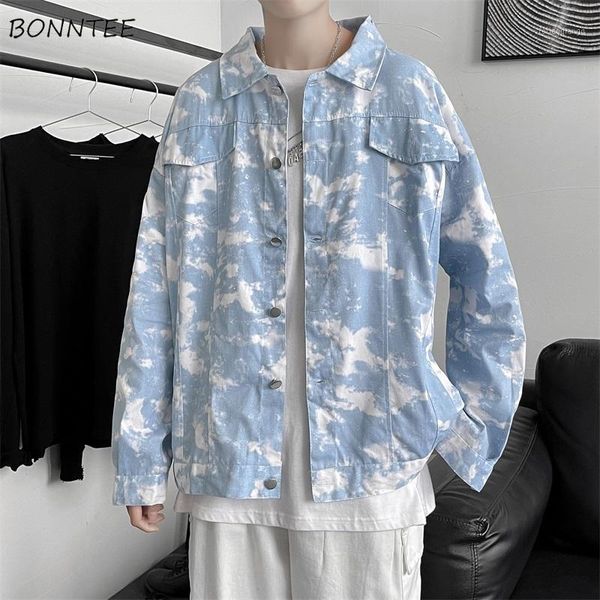

men's jackets spring tie dye denim men loose chic korean stylish simple streetwear pockets casual coats male minimalist safari style, Black;brown