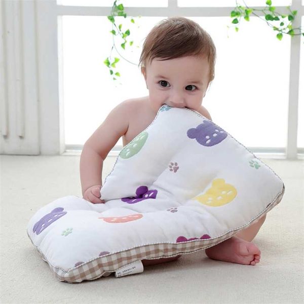 

soft gauze baby pillow comfortable long-staple cotton pillow for borns baby sleep headrest breathable infant kids pillow 211025