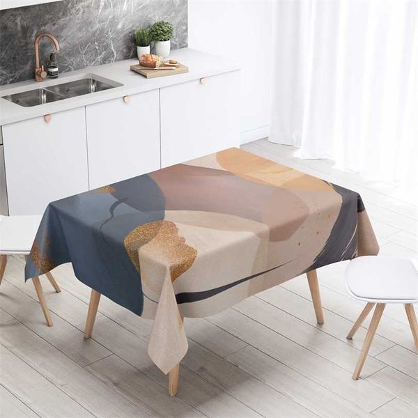 Toalha de mesa retangular nórdica decoração arte anti-mancha mesa de jantar de mesa impermeável pano de oleado para festa decoração cozinha 211103