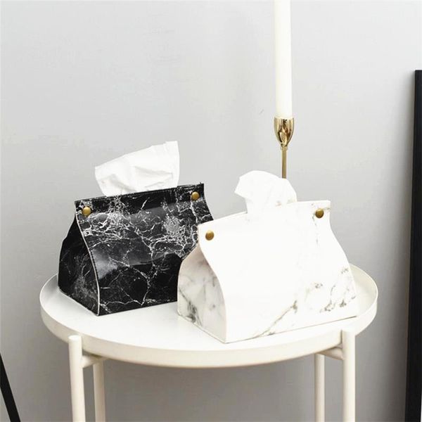 

tissue boxes & napkins chic papers box holder case container pu leather marble pattern home car towel napkin bag pouch table decoration