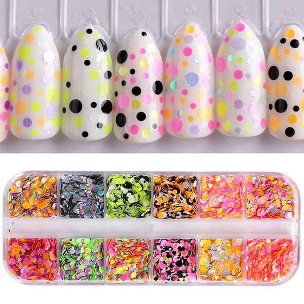 

nail art kits 1 box round colorful sequins flakes decor mixed color 3d fashion paillette glitter manicure decoration tool