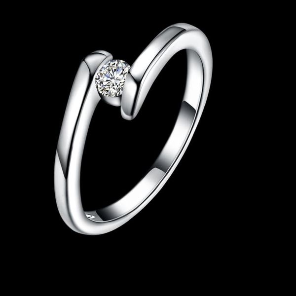 

wedding rings garilina fashion romantic simple white cubic zirconia anniversary silver color ring for women ar2241, Slivery;golden