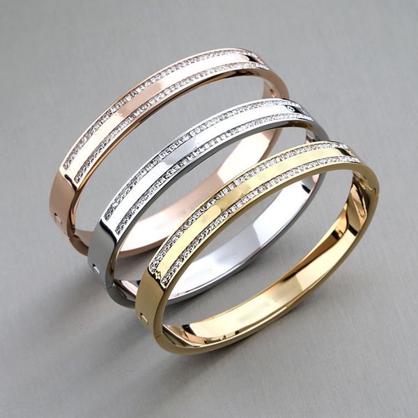 

classic stainless steel zircon gold bracelet for men gold bangle for man fashion luxury designer jewelry for men with box, Golden;silver