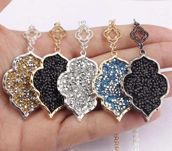 

jewelry moroccan simple diamond classic women's pendant crystal necklace flower sweater chain, Silver