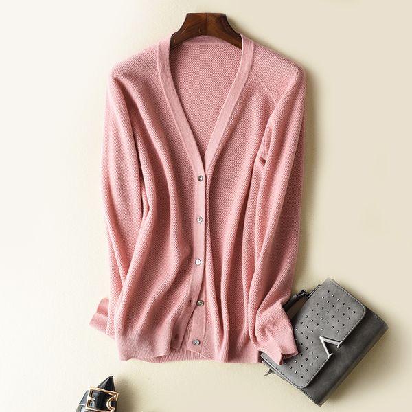 

2021 women cardigans 100% pure cashmere knitwear female jumpers long vneck knitting jackets woman sweater ladies clothes girls luuo, White;black