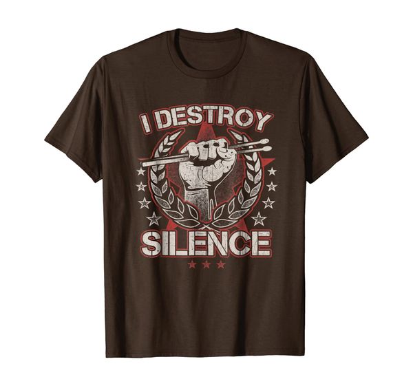 

i destroy silence drums t-shirt funny drummer tee, White;black