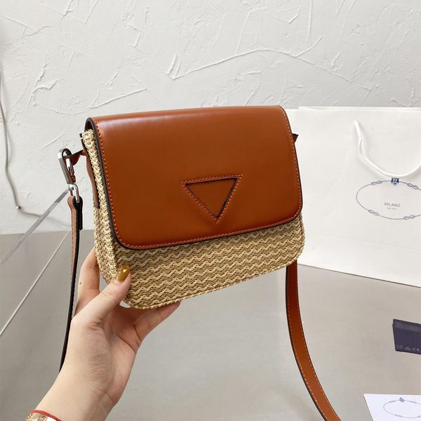 

with box handbags for women summer designer shoulder bag crossbody ladies straw handbag messenger bags black white brown 3colors