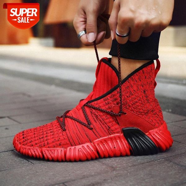 

2021 new knitted mesh men shoes male casual solid color footwears high comfortable breathable man sneakers #rn67