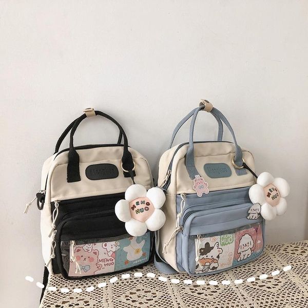 

backpack korean style cute mini backpacks women waterproof nylon small shoulder bags for teenage girls schoolbags flower travel