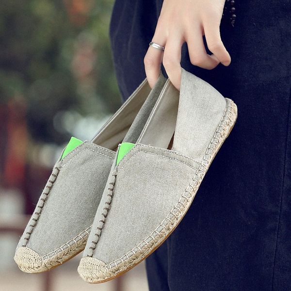 

new male nationa style breathable lace up casual canvas insole fisherman light shoes men espadrille flats shoes 2020 n1sl#, Black