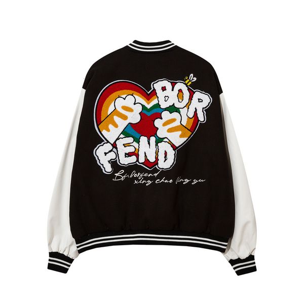 

men's hoodies & sweatshirts letter from the cartoon embroidered man's baseball suit. american fashion loose turtleneck. fashionabl, Black