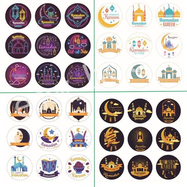 Partido Favores 10 folhas / conjunto Ramadan Kareem Mubarak Adesivos Decorativos 4cm Muslim Eid Mubarak Gift Lable Selo Adesivo
