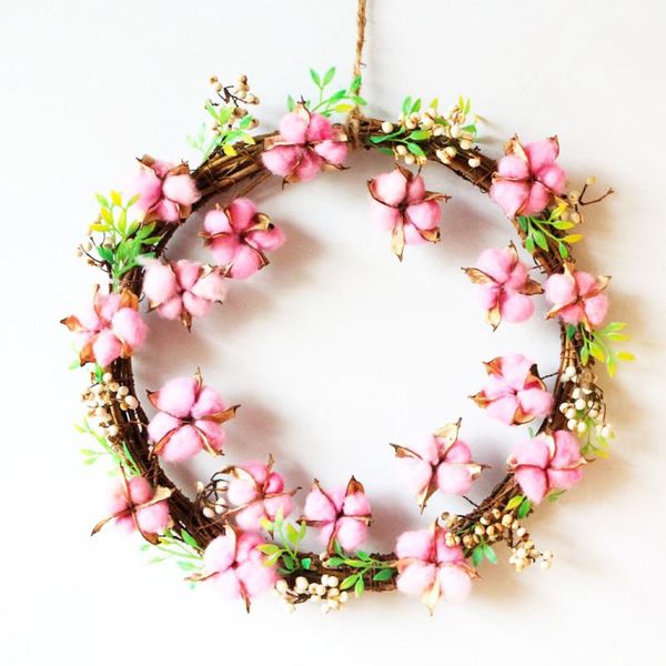 

decorative flowers & wreaths d12.59" rattan cotton hangings door winder handmade home decor wreath natural fruit pendant ornaments