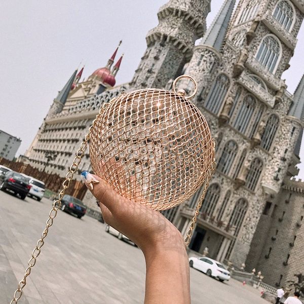 

round female bag funny cage bag 2018 summer fashion new personality handbag women chain shoulder messenger bags shoulder x9ak#