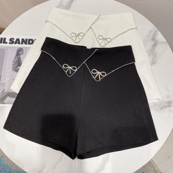 

2021 Spring Newly Arrived Solid Bending Elastic High Waist Arch Strass Shorts 7znf, White;black