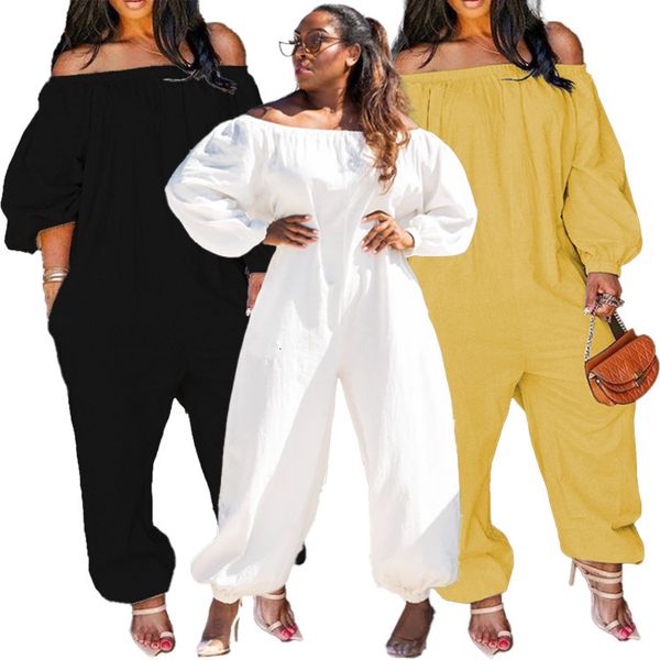 

solid color long sleeve jumpsuit off shoulder, Black