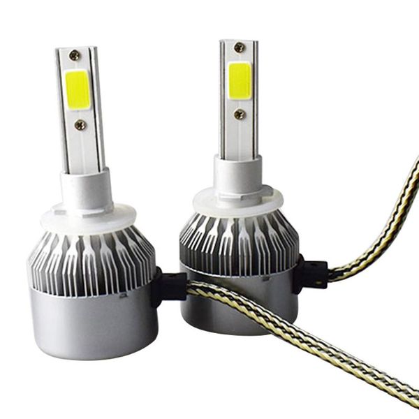 

car headlights 1pairs auto h8 h3 h11 h7 h4 h1 led 6000k cool white 72w 7600lm cob bulbs diodes automobiles parts lamp
