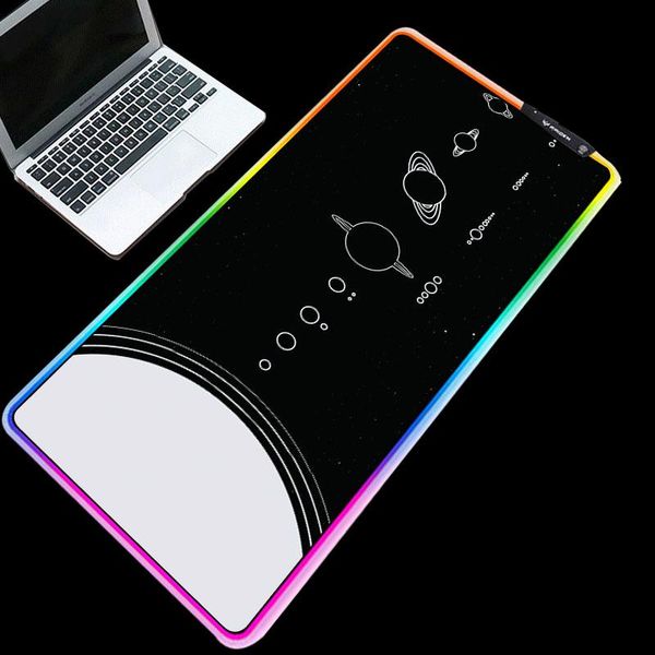 

mouse pads & wrist rests rgb black background white moon pattern printed mousepad lappc glowing non-slip mice mats for gamer l/xl/xxl