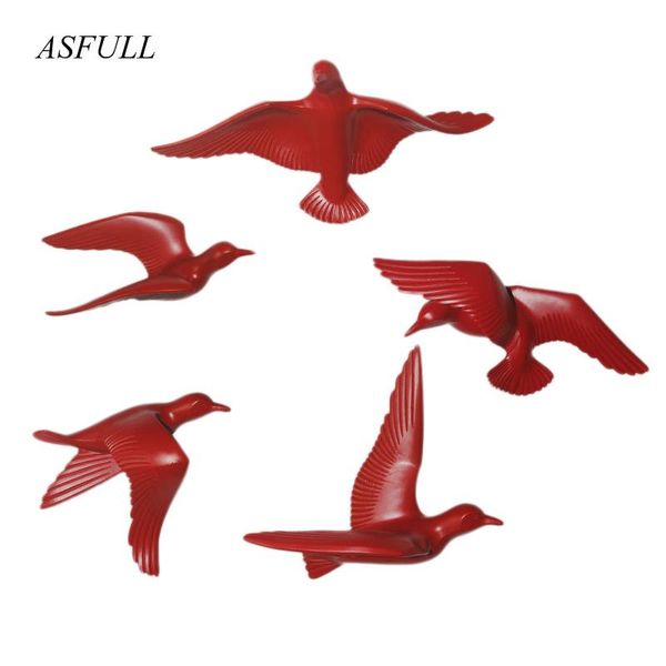 

asfull creative wall 3d resin birds sticker living room animal figurine wall murals tv background and decorative home decor