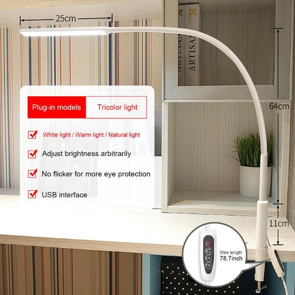 

table lamps long arm led desk lamp 10w clip flexible adjustable brightness&color eye protection for bedroom reading study office