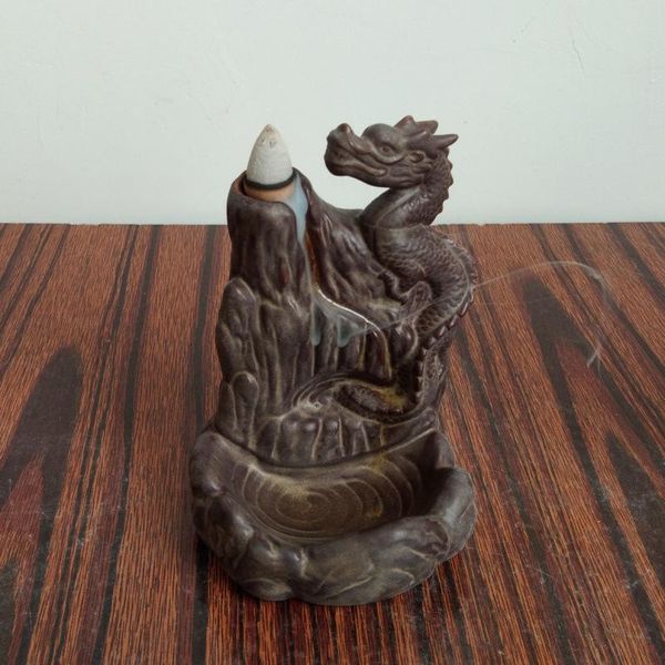 

fragrance lamps chinese ceramic dragon incense burner quemador de incienso vintage animal smoke waterfall holder porcelain home decor