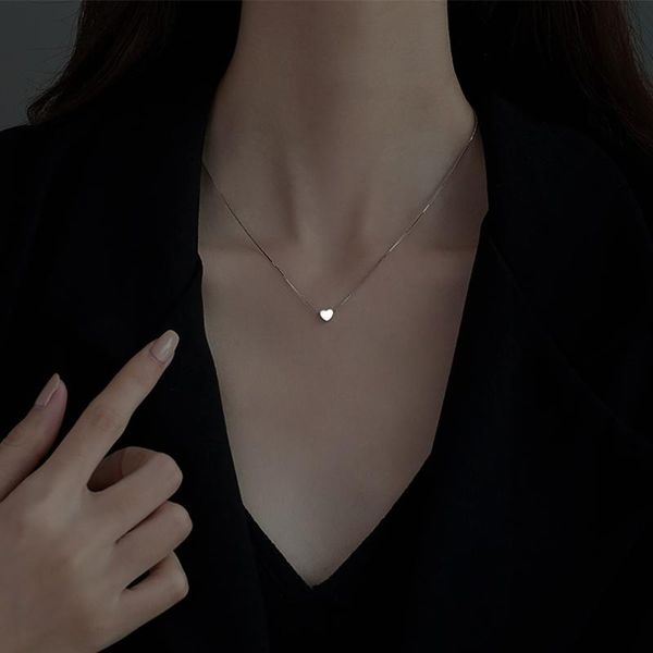

chains 925 sterling silver heart-shaped necklace female clavicle chain shiny star pendant simple fashion jewelry party birthday gift