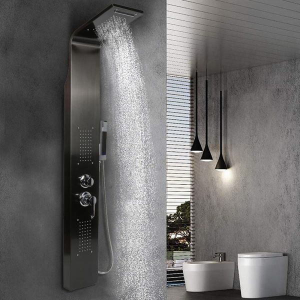 Banyo Duş Setleri Led Licht Douche Kraan Badkamer Spa Masaj Jet Kolom Systemeem Waterval Regendouche Panel Bide Sproeier Tap