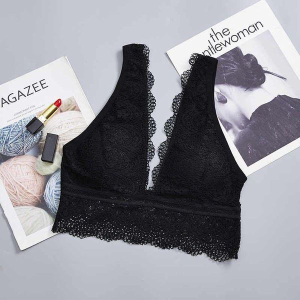 

bras 2021 fashion breathable breast pad lace wrap chest solid color bra, Red;black