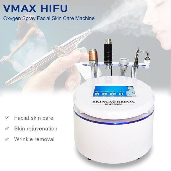 

multi-functional beauty equipment portable vmax hifu machine for face lift high intensity focused ultrasound v max 4 in 1 oxygen spray bio, Black;white