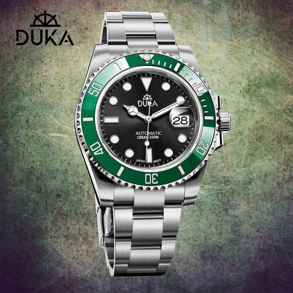 

wristwatches 2021 duka men watch nh35 sapphire crystal fashion casual mechanical luminous relogio masculino, Slivery;brown