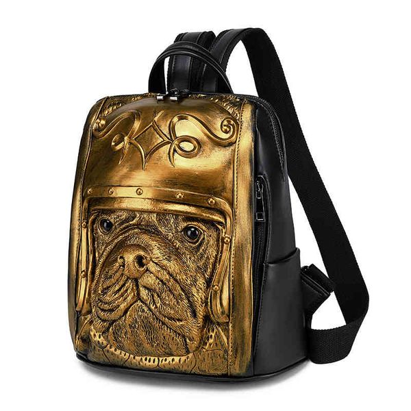 

backpack 2021 women's bag embossed three-dimensional punk pu leather street trend animal