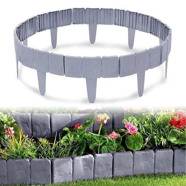 

fencing, trellis & gates 10pcs garden fence border edging lawn imitation sturdy folding landscape gray path grounding
